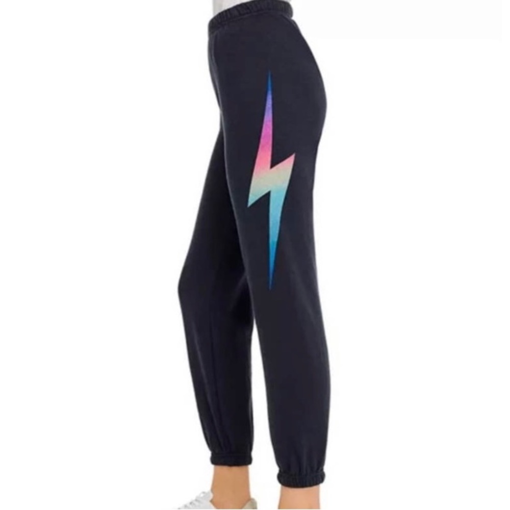 Aviator Nation Sweatpants NWOT Charcoal Grey Rainbow Bolt Size Small